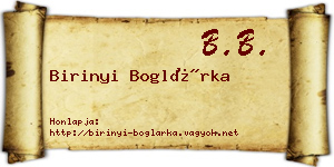 Birinyi Boglárka névjegykártya
